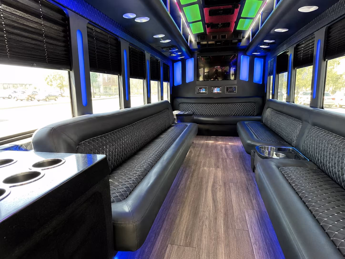 lakeville 15 passenger party bus inside