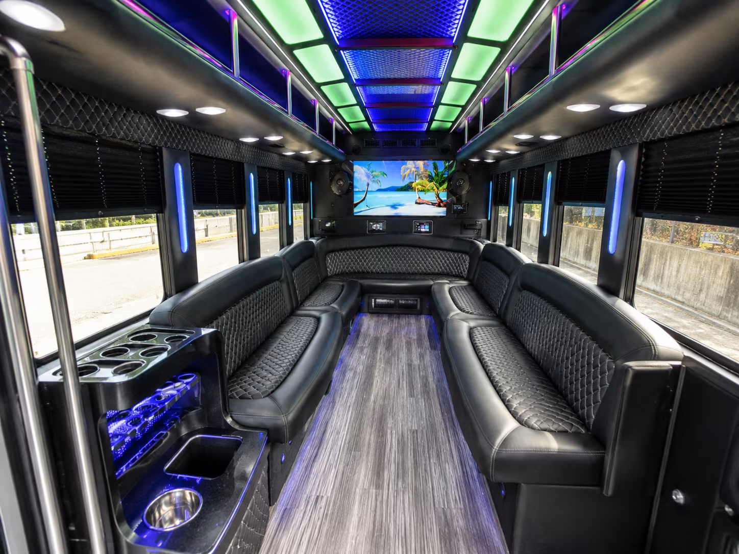 lakeville 18 passenger party bus inside