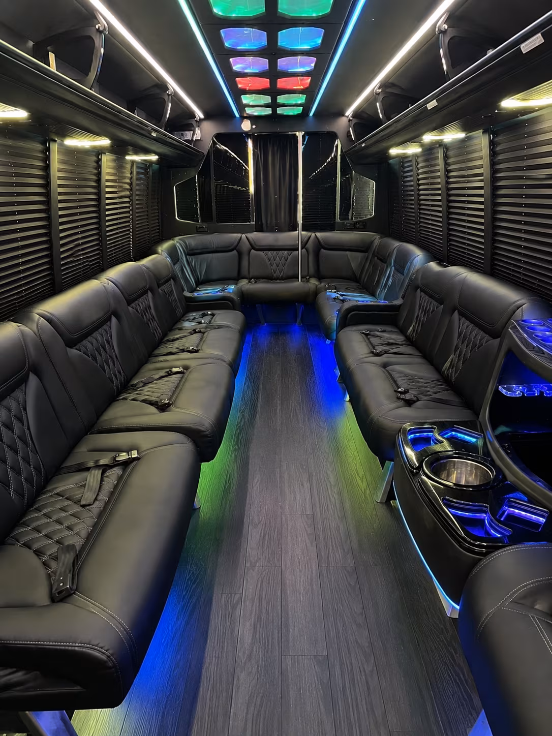 lakeville 20 passenger party bus interior
