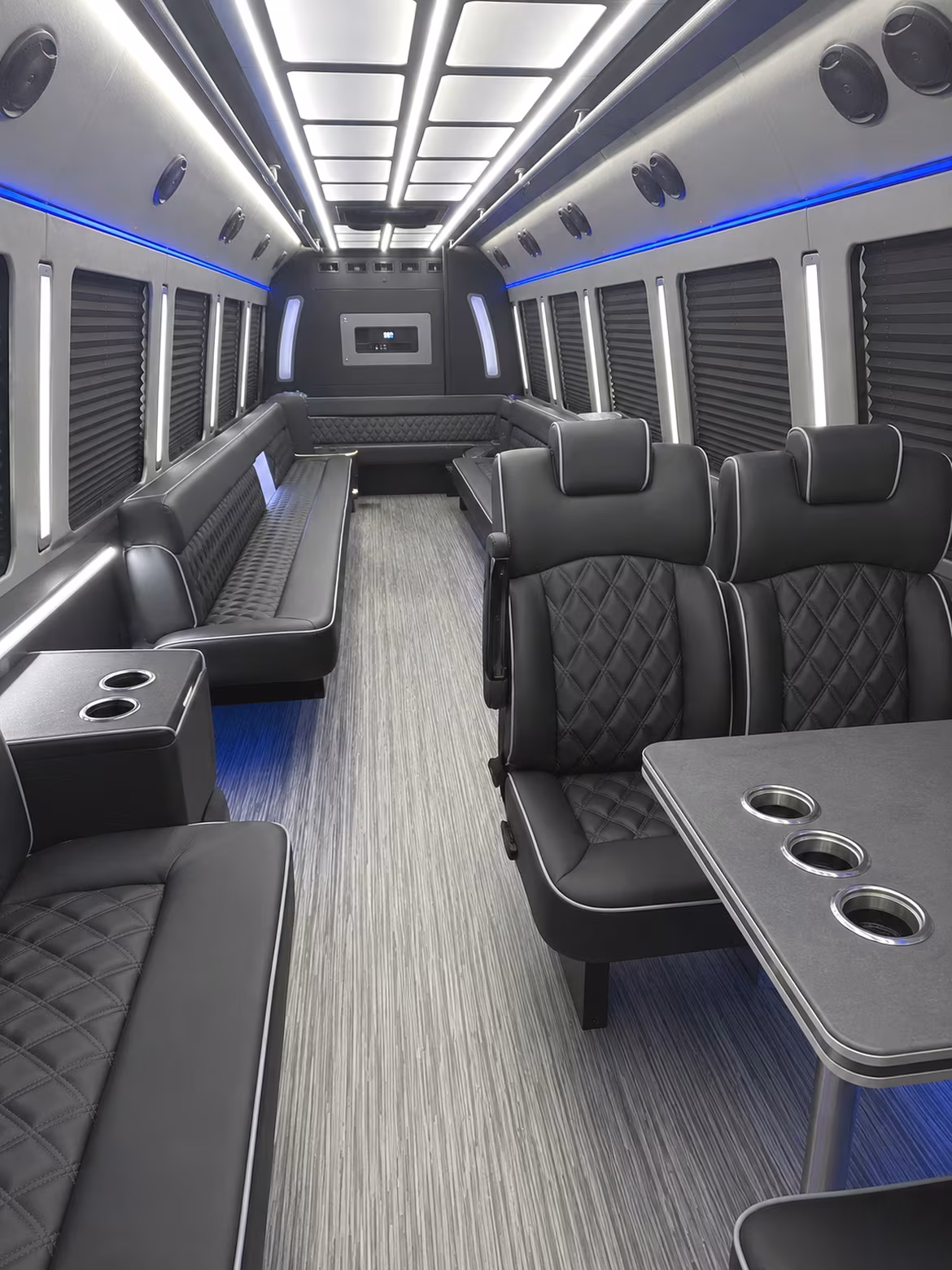 lakeville 25 passenger party bus inside