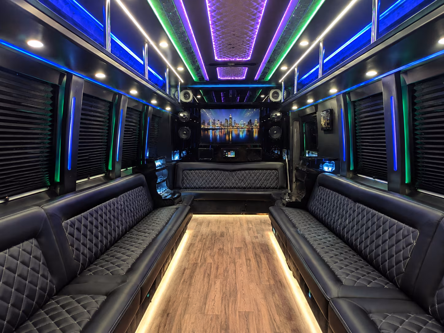 lakeville 25 passenger party bus interior