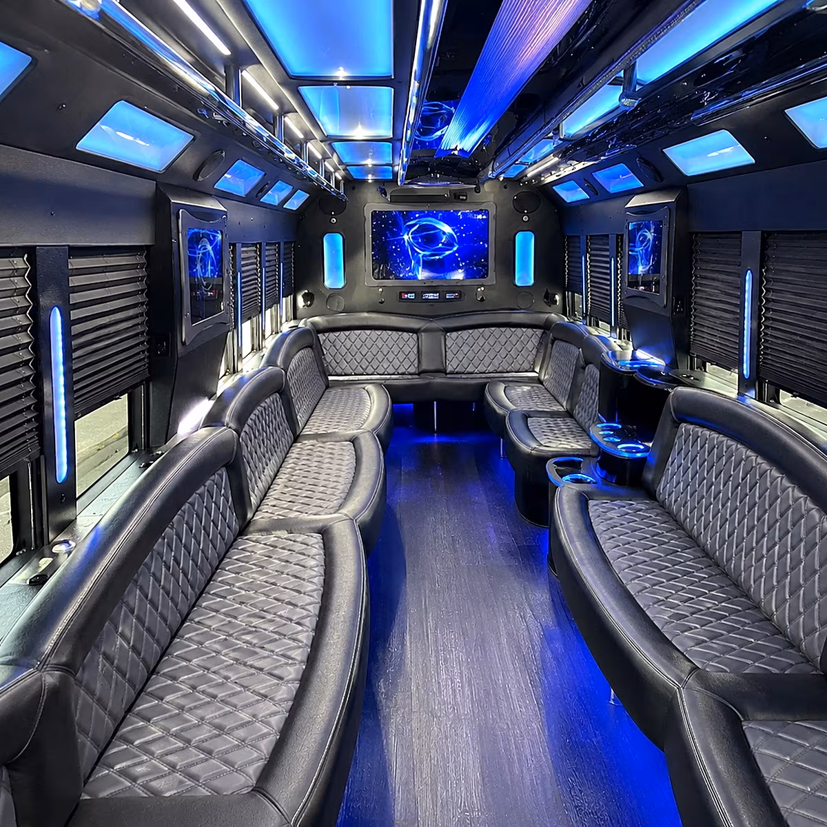 lakeville 50 passenger party bus interior